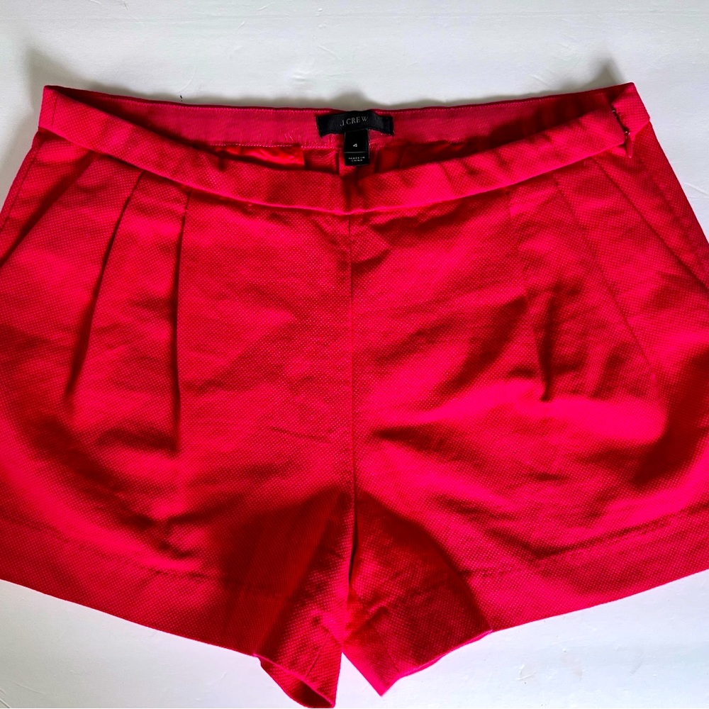J.Crew Red Pique Cotton 3” Inseam Pleated Shorts Size 4